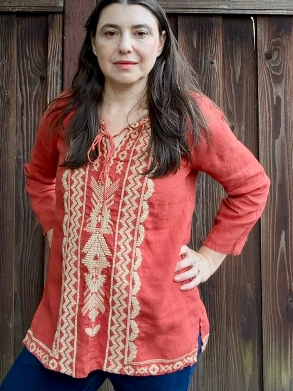 Johnny Was “Tracy” Embroidered Peasant Blouse · XS